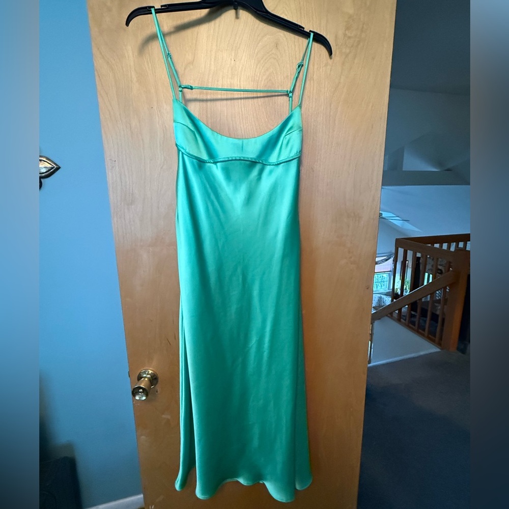 Zara Green Satin Slip Dress